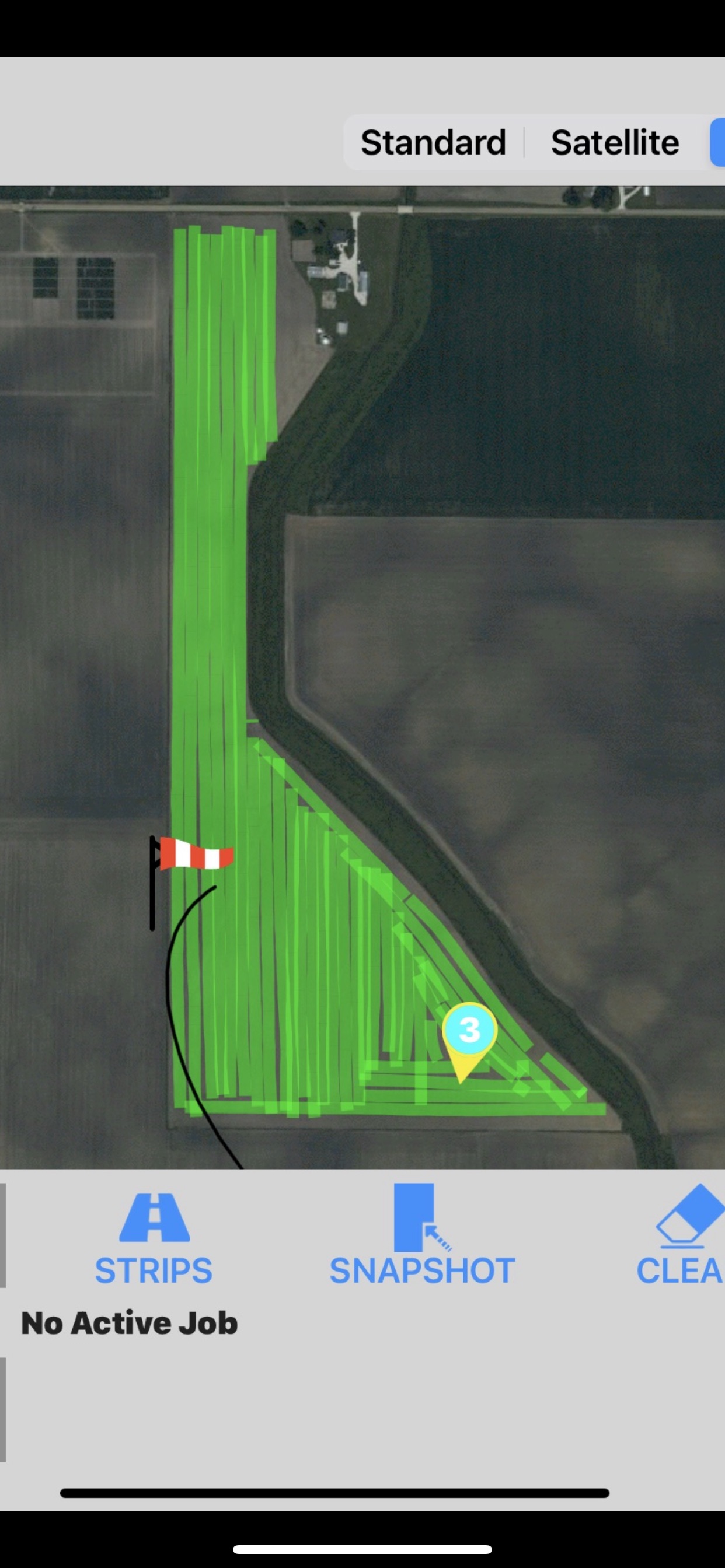 Snip of Ag Pilot X as applied GPS Spray “Paint” overlay 